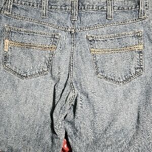 Cinch Relaxed Blue Jeans with Stylish Stitching